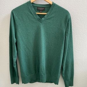 Banana Republic Men's Medium Green Premium Luxe V-Neck Sweater
